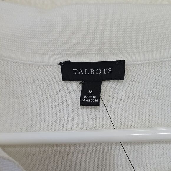 Talbots Black and White Button Down sweater with Polo Collar and Long Sleeves M - Picture 2 of 8